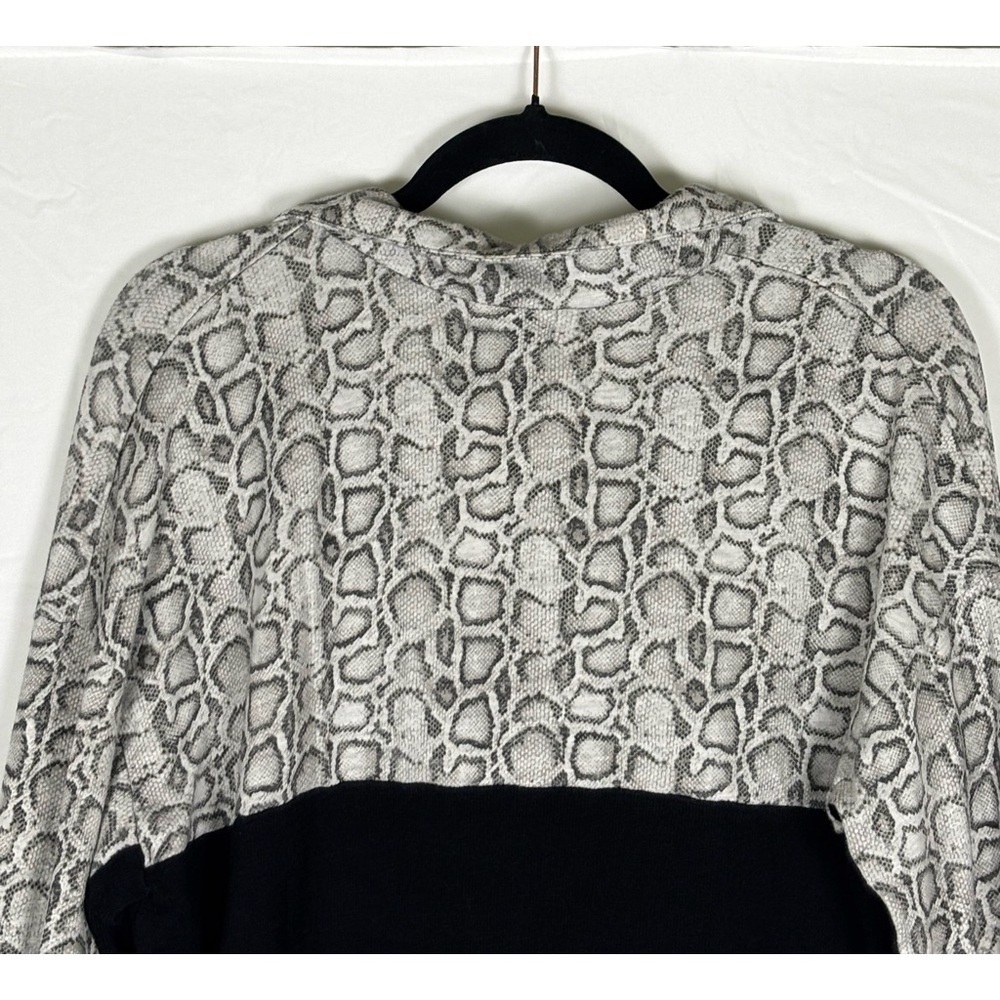 Monrow Sweatshirt Colorblock Snakeskin Print Sporty Black white S - Picture 8 of 11